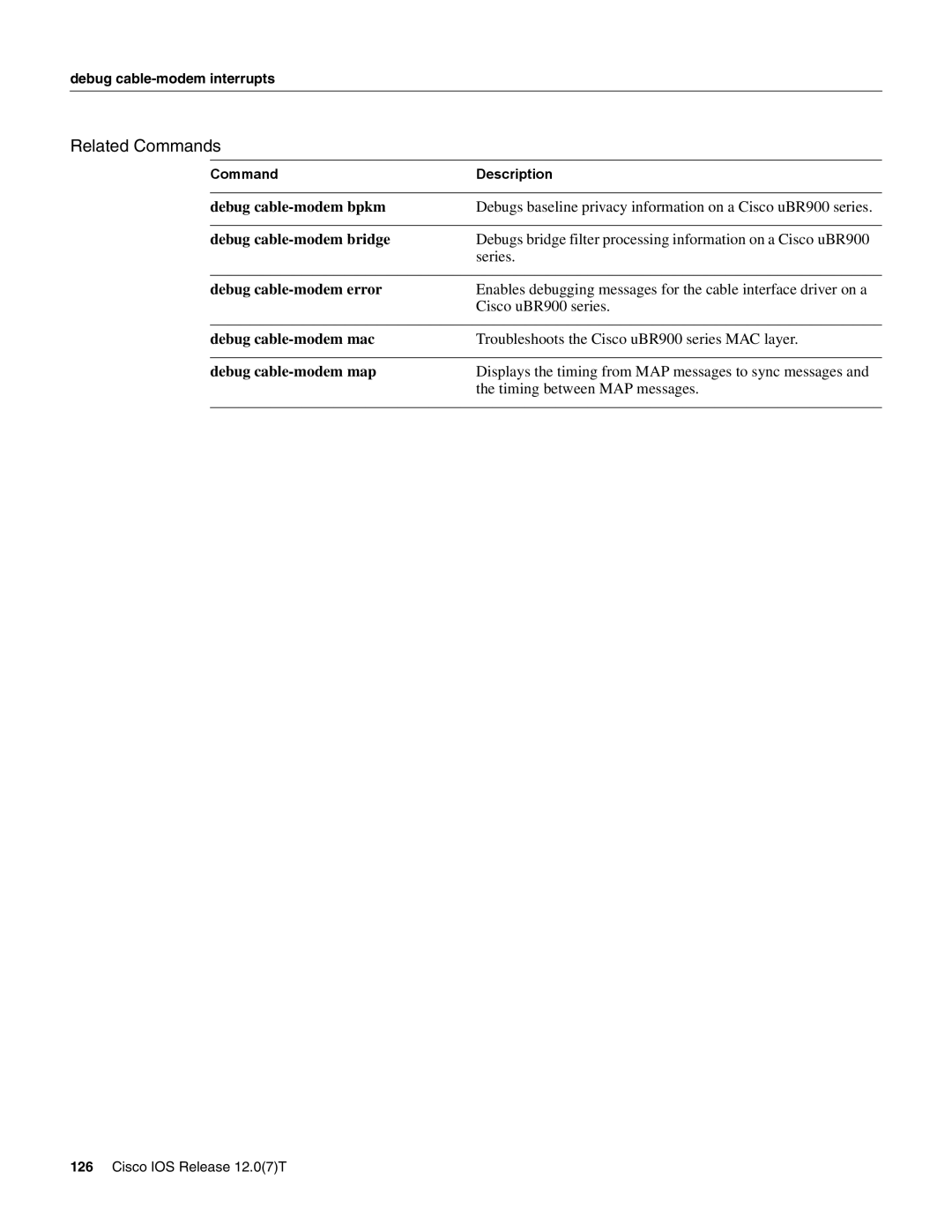 Cisco Systems UBR900 specifications Related Commands 