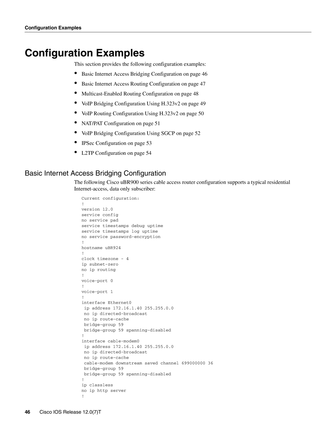 Cisco Systems UBR900 specifications Configuration Examples 