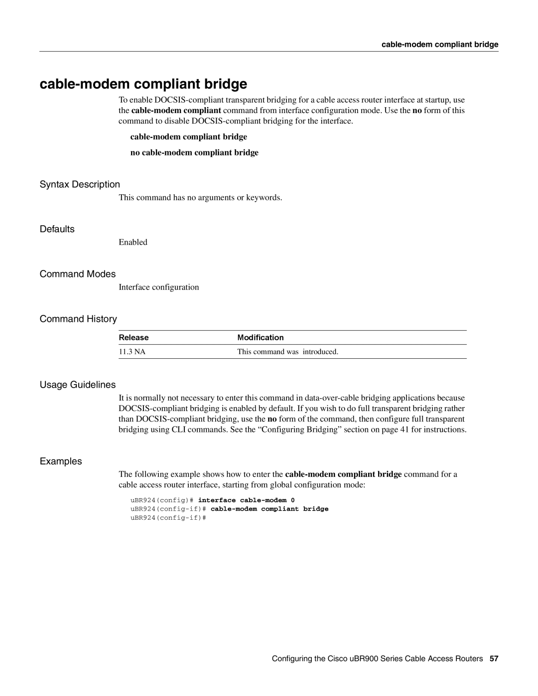 Cisco Systems UBR900 specifications Cable-modem compliant bridge 