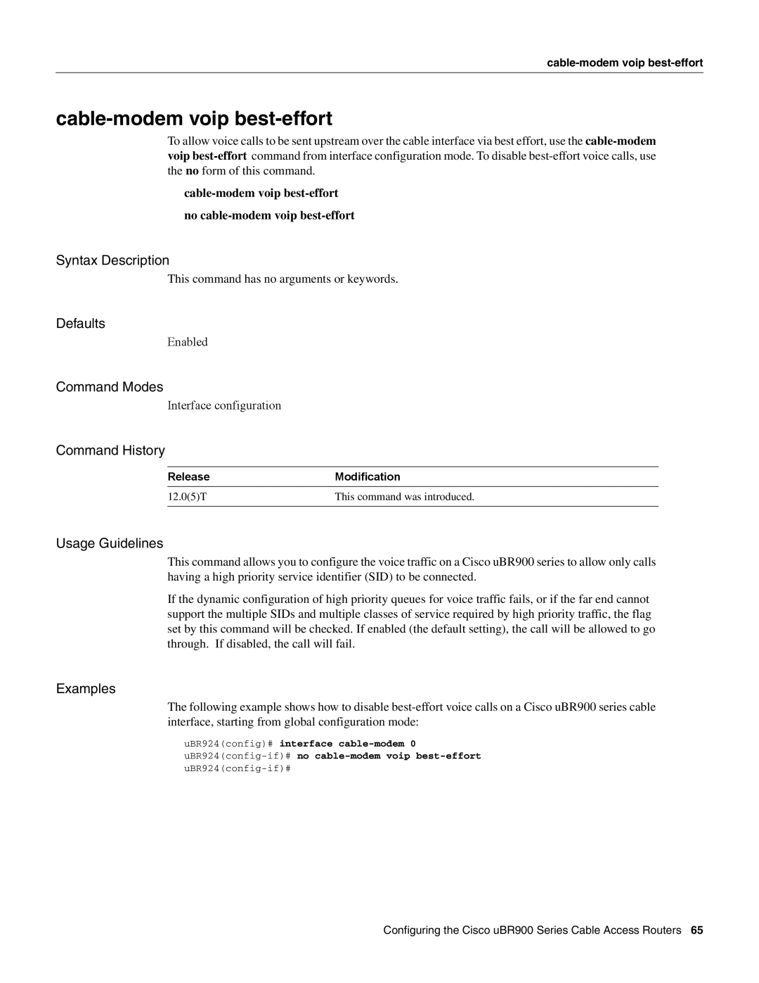 Cisco Systems UBR900 specifications Cable-modem voip best-effort 