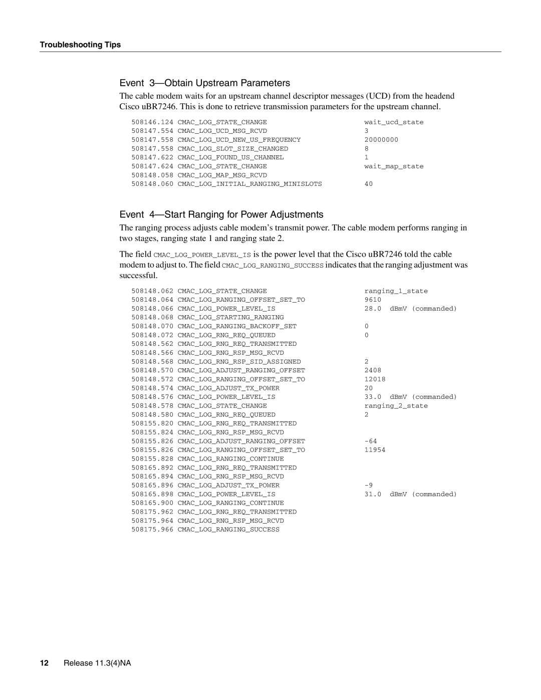 Cisco Systems UBR904 manual Event 3-Obtain Upstream Parameters, Event 4-Start Ranging for Power Adjustments 