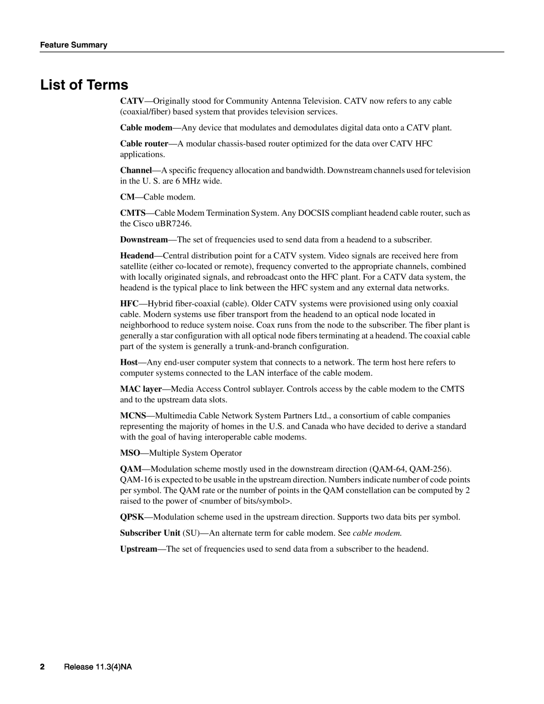 Cisco Systems UBR904 manual List of Terms 