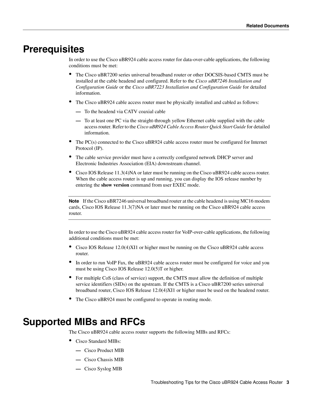 Cisco Systems UBR924 manual Related Documents 