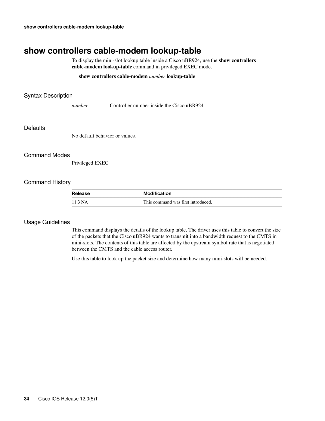 Cisco Systems UBR924 manual Show controllers cable-modem lookup-table, Syntax Description 