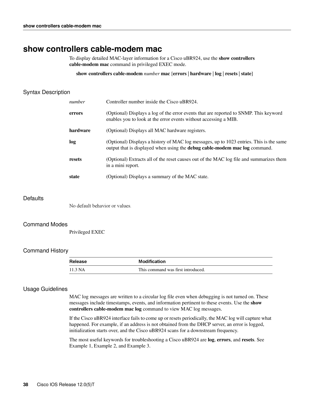 Cisco Systems UBR924 manual Show controllers cable-modem mac, Errors 