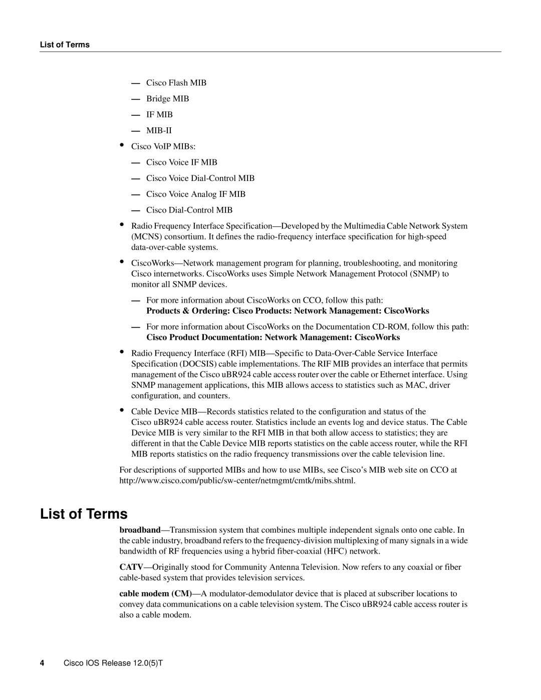 Cisco Systems UBR924 manual List of Terms, If MIB MIB-II 