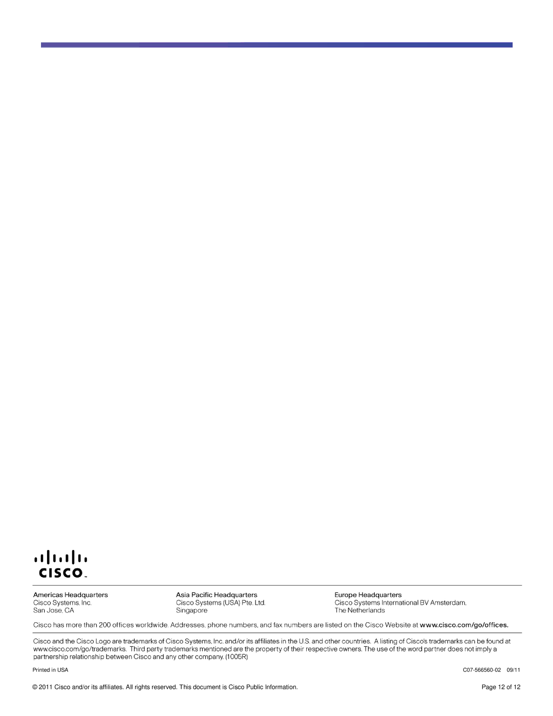 Cisco Systems UC560T1E1K9 manual C07-566560-02 09/11 