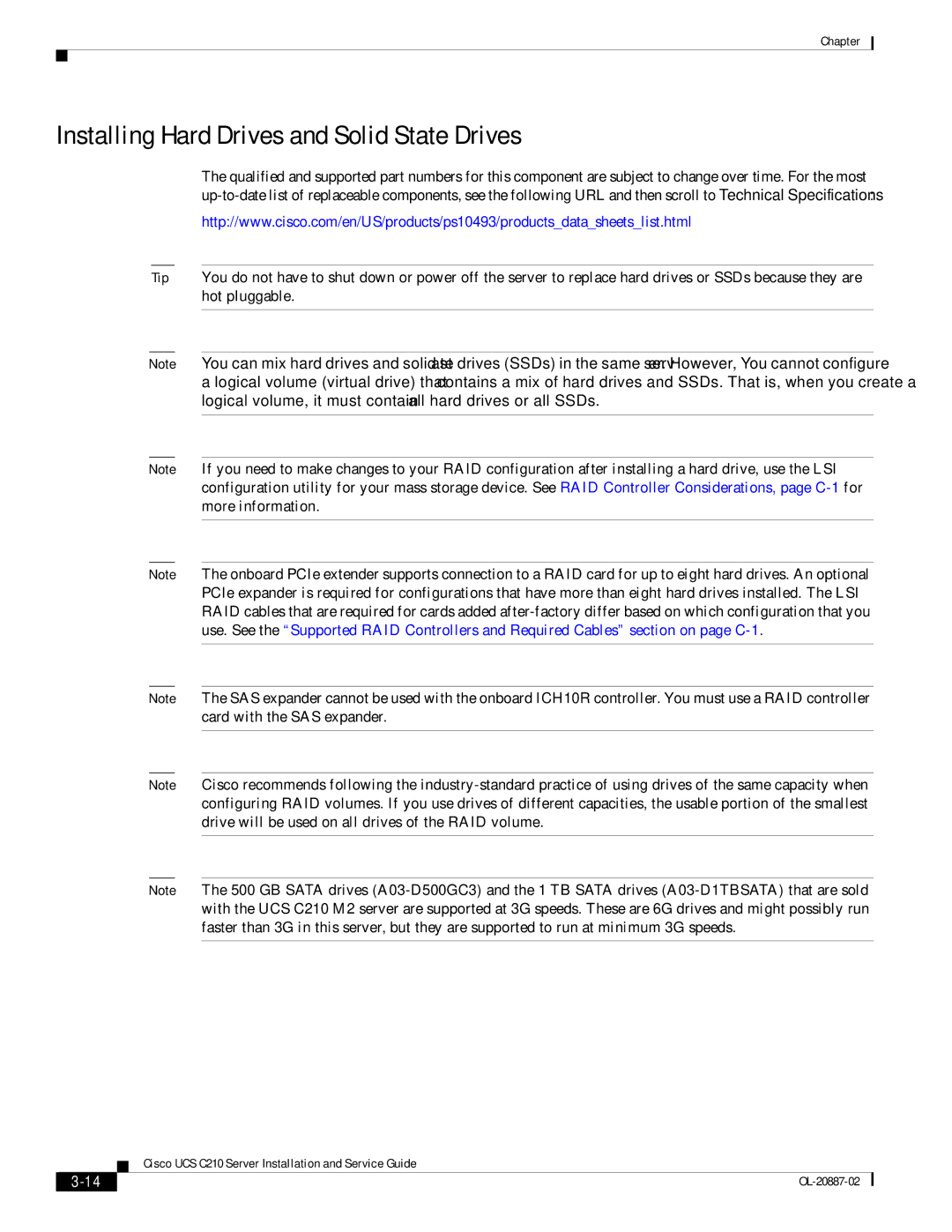 Cisco Systems UCS C210 manual Installing Hard Drives and Solid State Drives 