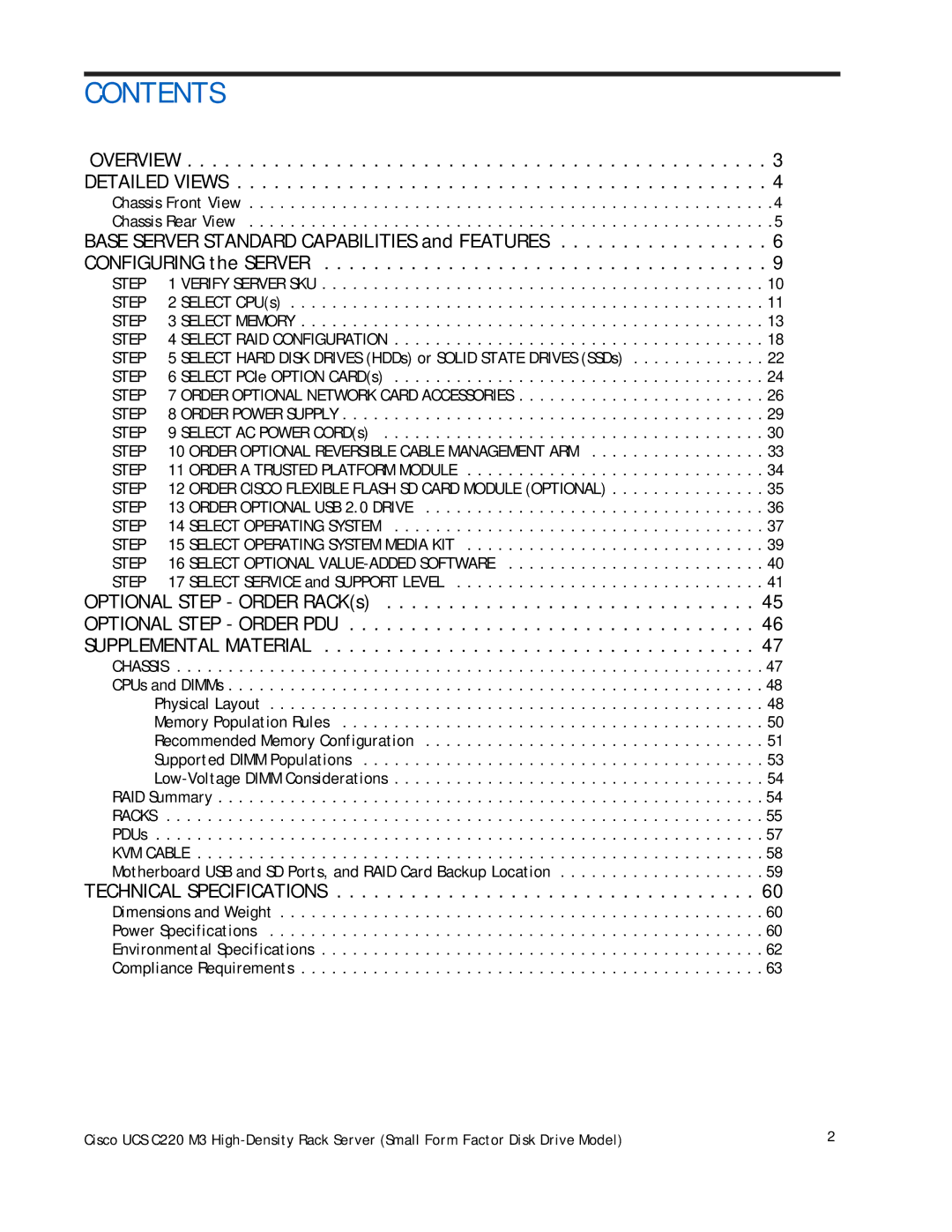 Cisco Systems UCS C220 M3, A03D1TBSATA manual Contents 