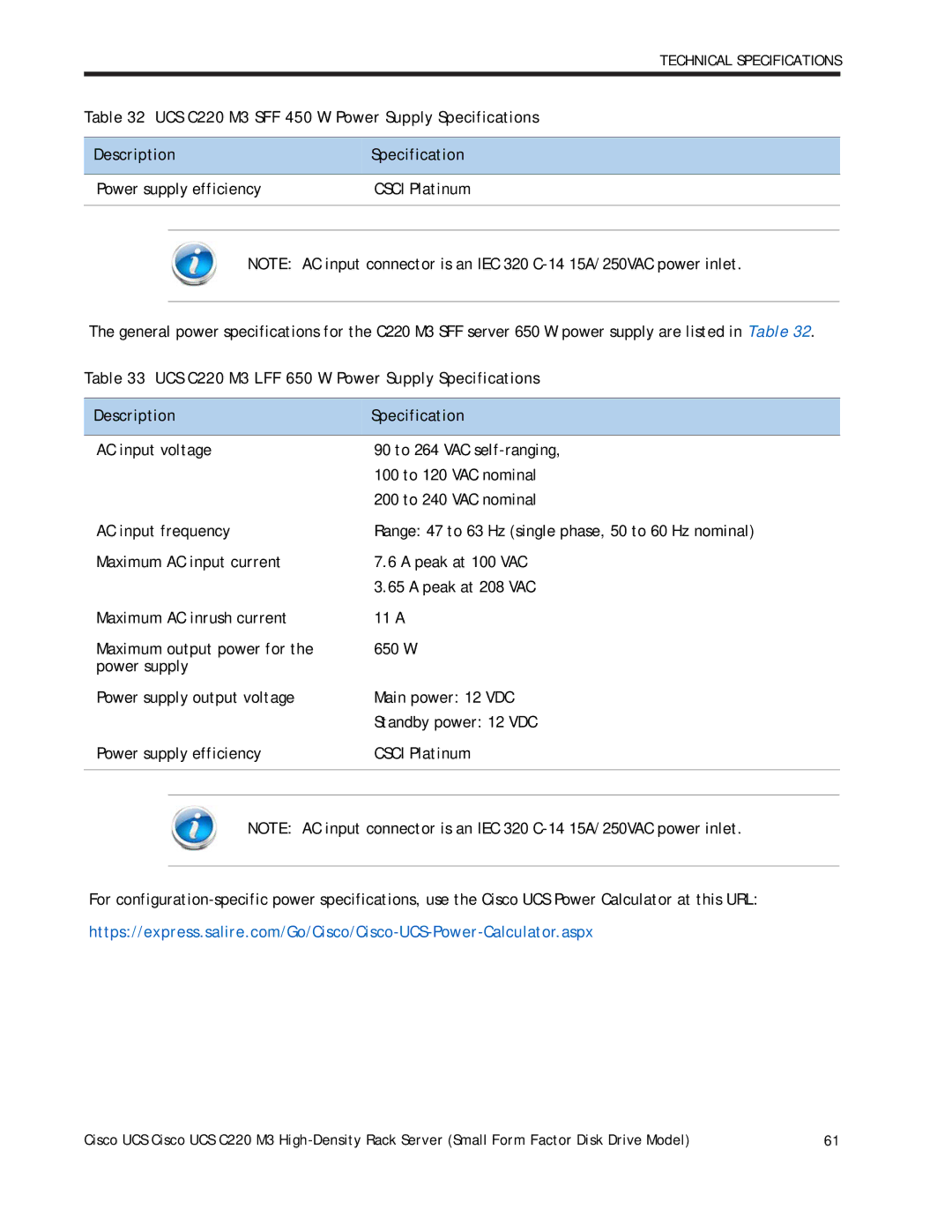 Cisco Systems A03D1TBSATA, UCS C220 M3 manual Technical Specifications 