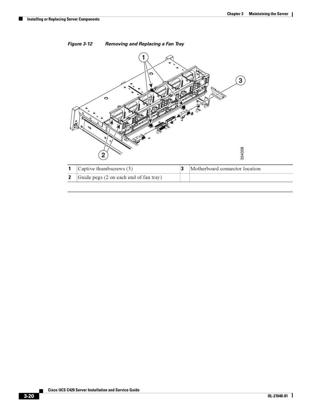 Cisco Systems UCS C420 manual Removing and Replacing a Fan Tray 