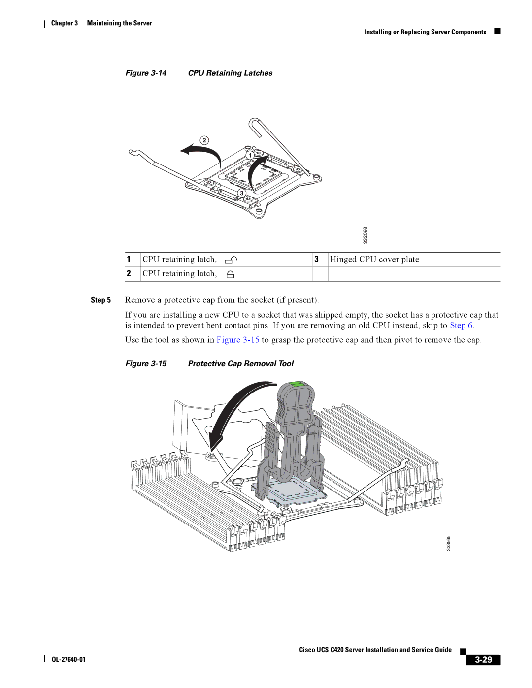 Cisco Systems UCS C420 manual CPU Retaining Latches 