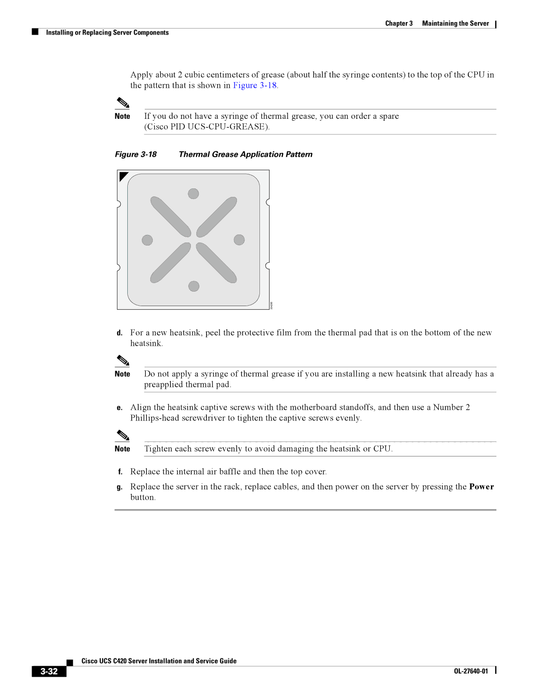 Cisco Systems UCS C420 manual Thermal Grease Application Pattern 