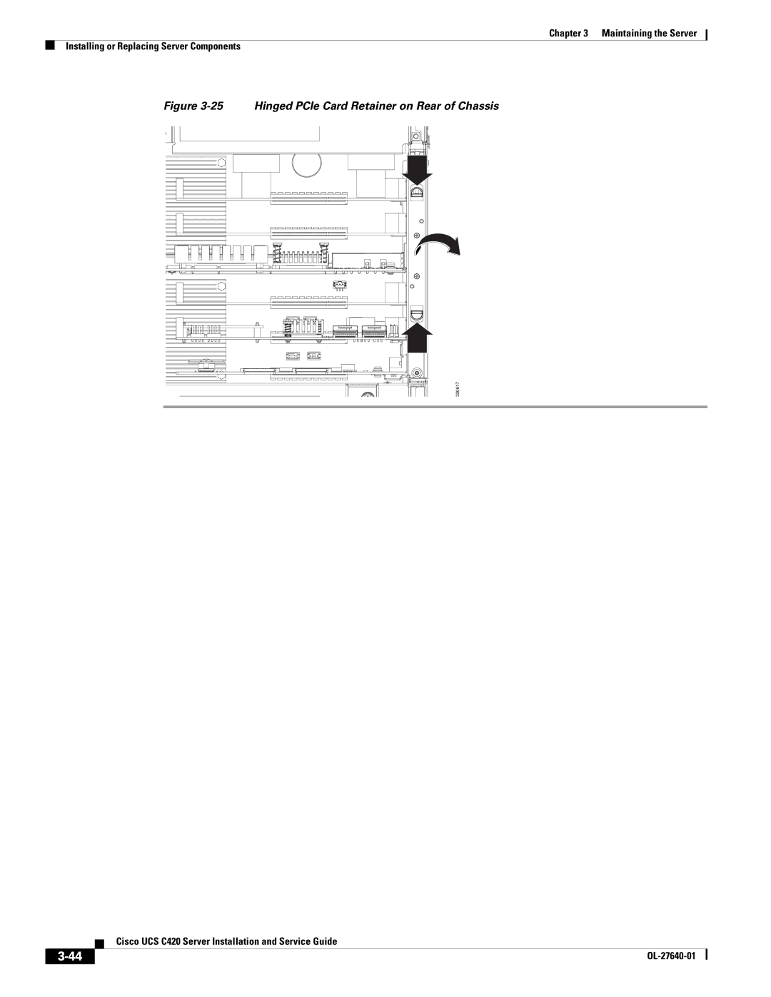 Cisco Systems UCS C420 manual Hinged PCIe Card Retainer on Rear of Chassis 