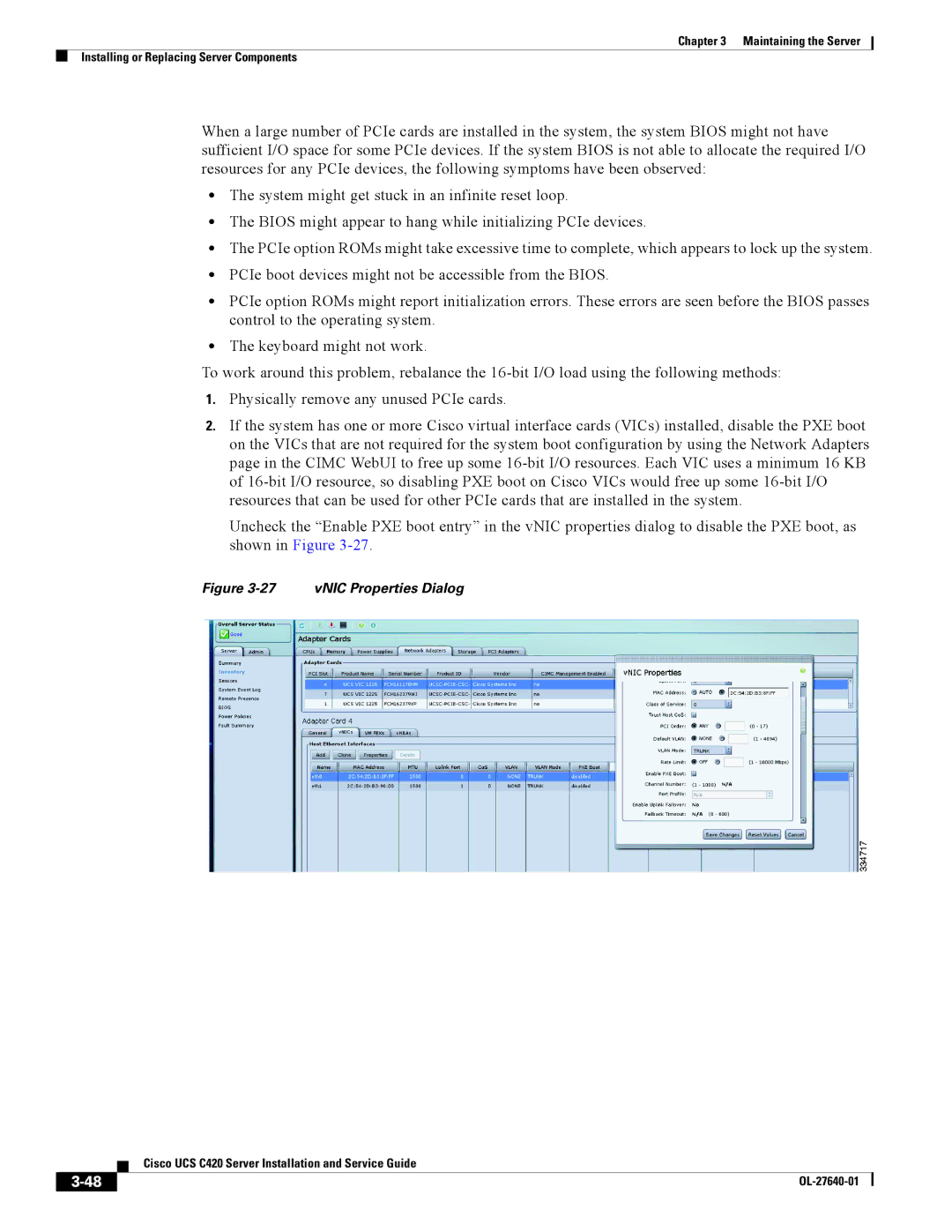 Cisco Systems UCS C420 manual vNIC Properties Dialog 