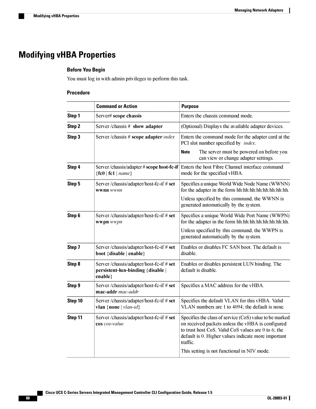 Cisco Systems UCSCPCIEBTG, 57712 manual Modifying vHBA Properties 