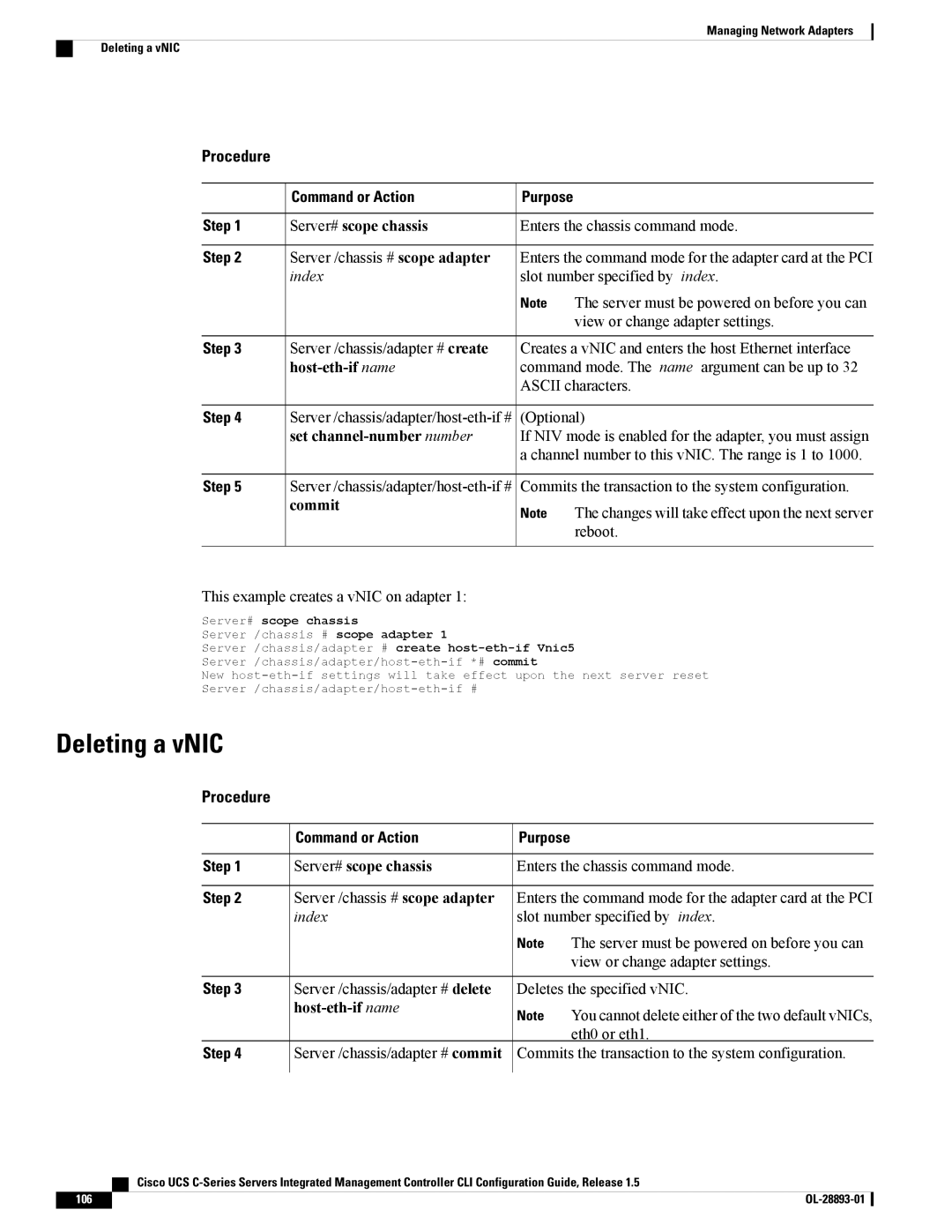 Cisco Systems UCSCPCIEBTG, 57712 manual Deleting a vNIC, Host-eth-if name 