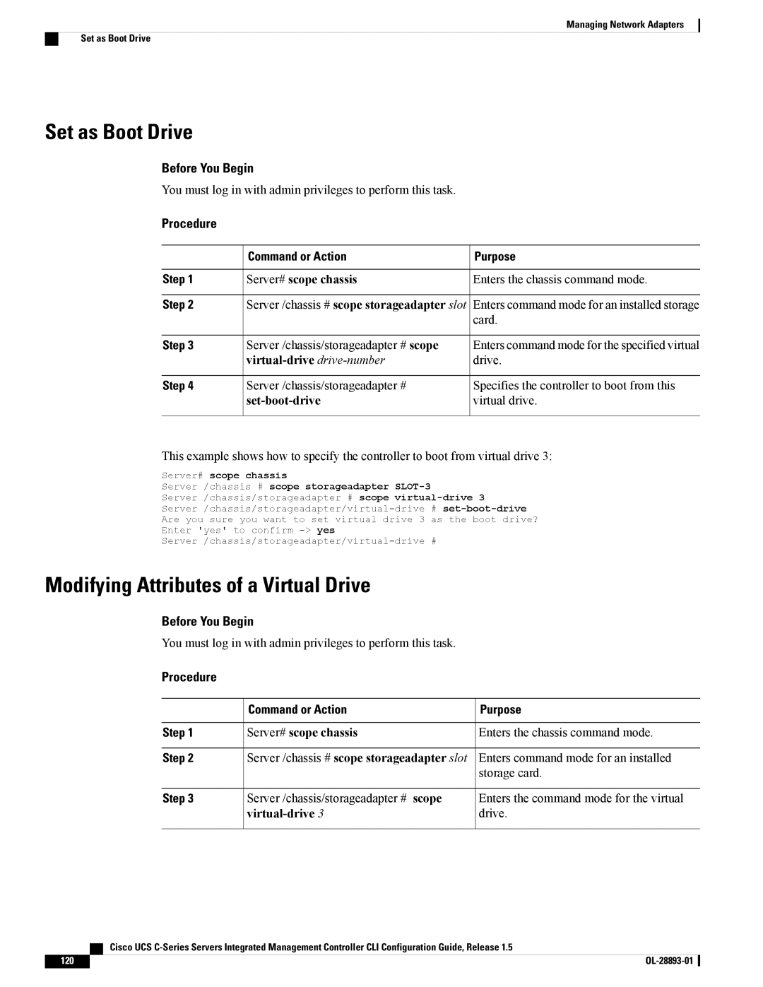 Cisco Systems UCSCPCIEBTG, 57712 Set as Boot Drive, Modifying Attributes of a Virtual Drive, Set-boot-drive, Virtual-drive 