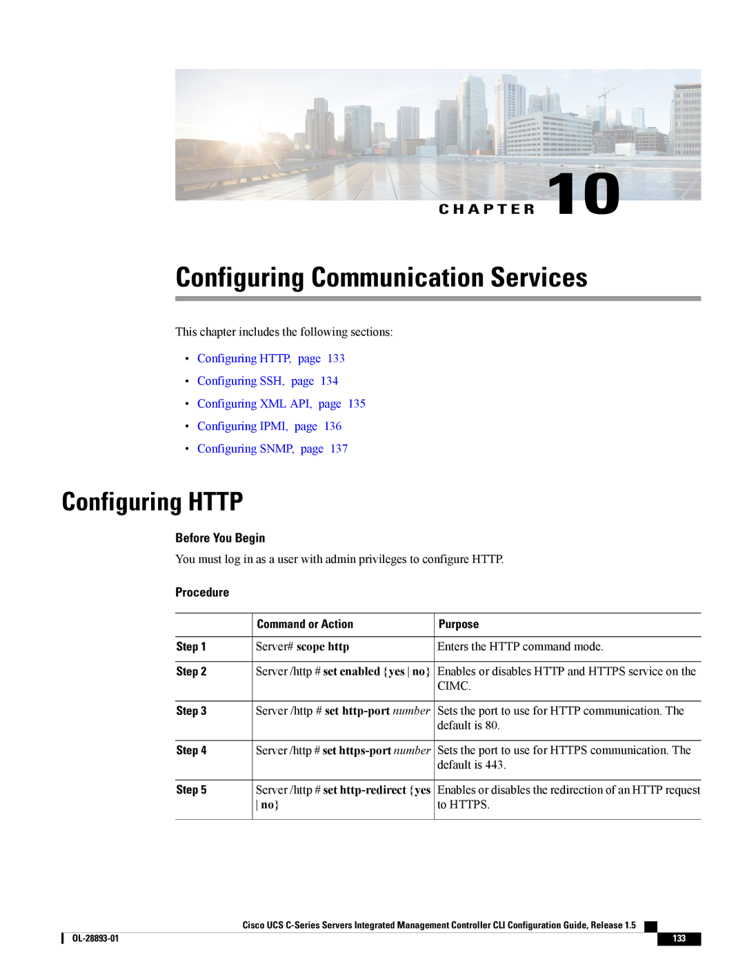 Cisco Systems 57712, UCSCPCIEBTG manual Configuring Communication Services, Configuring Http, Server# scope http 