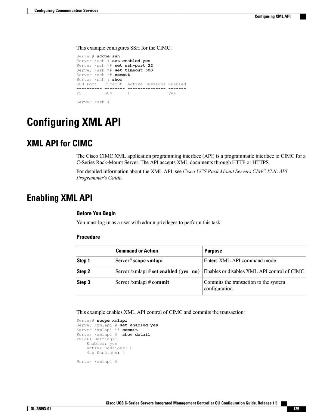 Cisco Systems 57712, UCSCPCIEBTG manual Configuring XML API, XML API for Cimc, Enabling XML API, Server# scope xmlapi 