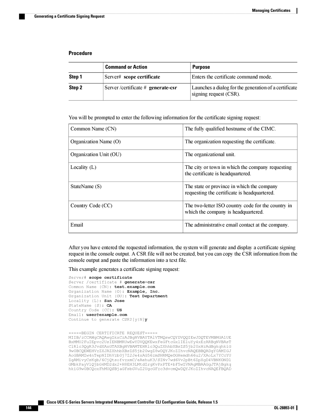 Cisco Systems UCSCPCIEBTG, 57712 manual Server# scope certificate, Enters the certificate command mode, Signing request CSR 