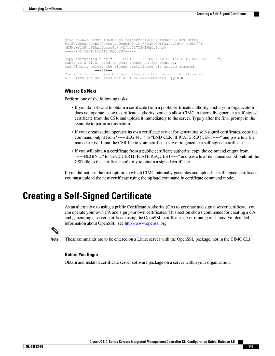 Cisco Systems 57712, UCSCPCIEBTG manual Managing Certificates Creating a Self-Signed Certificate 