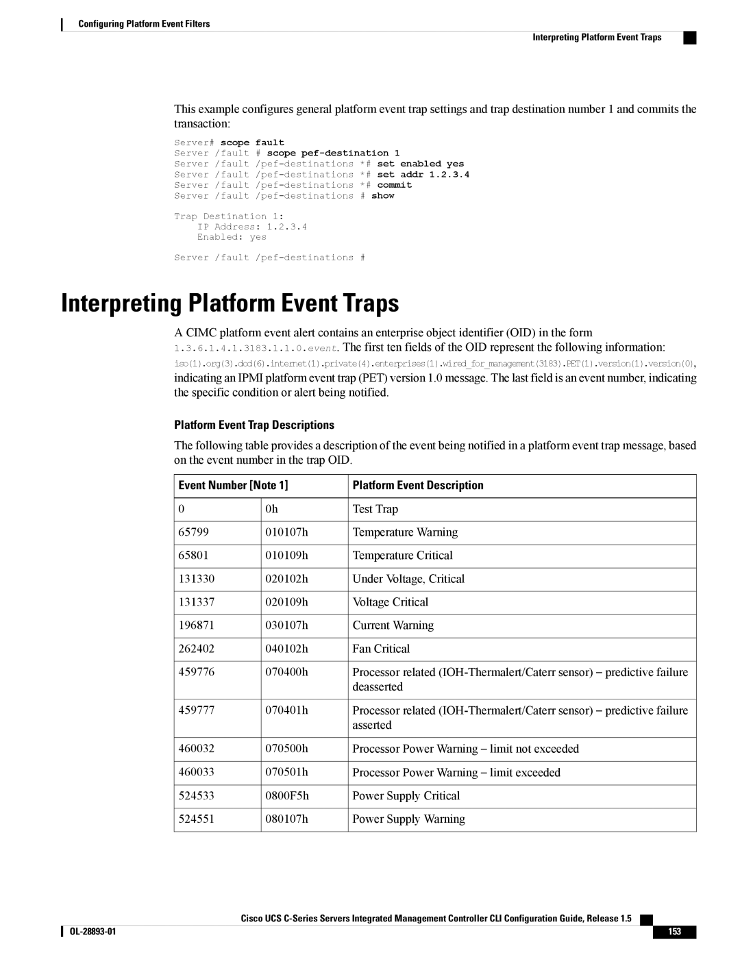 Cisco Systems 57712, UCSCPCIEBTG manual Interpreting Platform Event Traps, Platform Event Trap Descriptions, Test Trap 