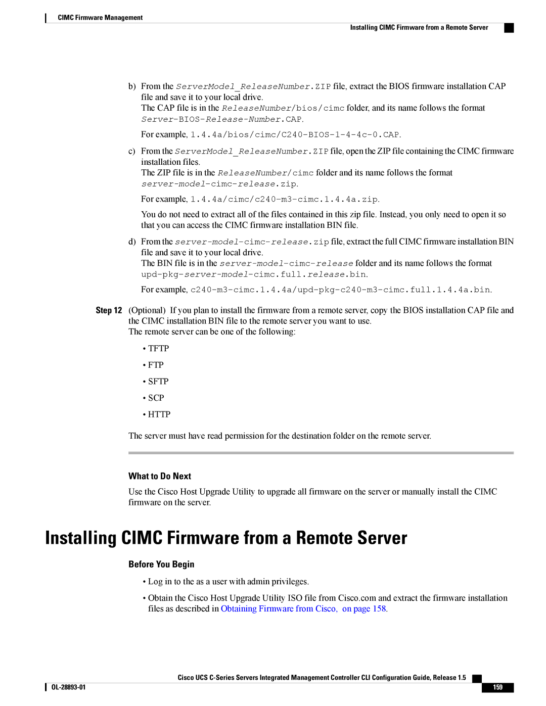 Cisco Systems 57712 manual Installing Cimc Firmware from a Remote Server, Log in to the as a user with admin privileges 