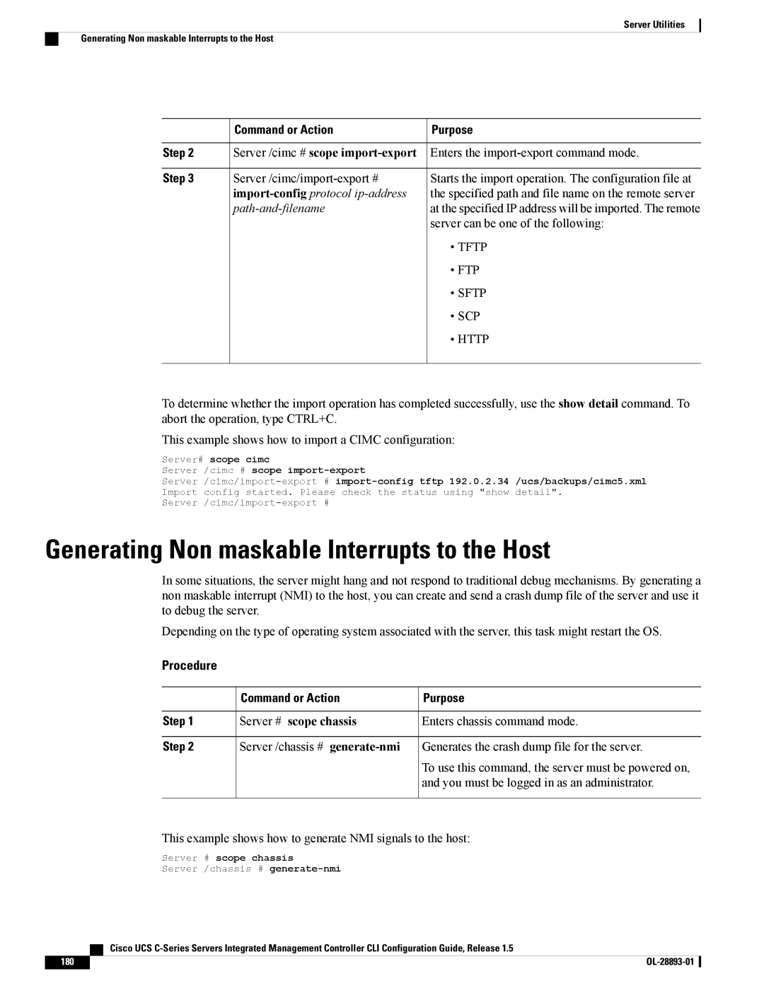 Cisco Systems UCSCPCIEBTG, 57712 manual Generating Non maskable Interrupts to the Host, Server # scope chassis 