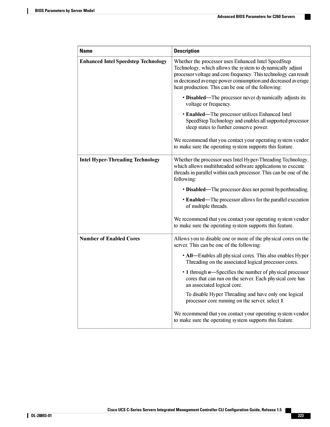 Cisco Systems 57712, UCSCPCIEBTG Enhanced Intel Speedstep Technology, Whether the processor uses Enhanced Intel SpeedStep 