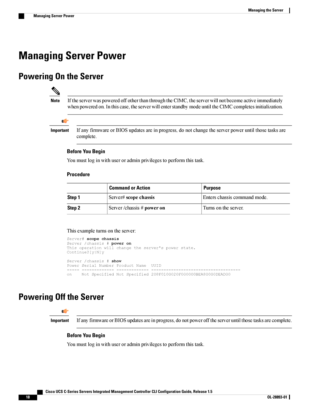 Cisco Systems UCSCPCIEBTG, 57712 manual Managing Server Power, Powering On the Server, Powering Off the Server 