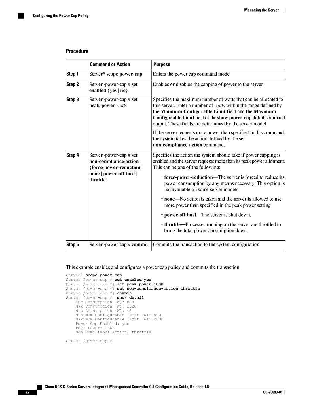 Cisco Systems UCSCPCIEBTG, 57712 manual Server# scope power-cap, Enters the power cap command mode, Server /power-cap # set 