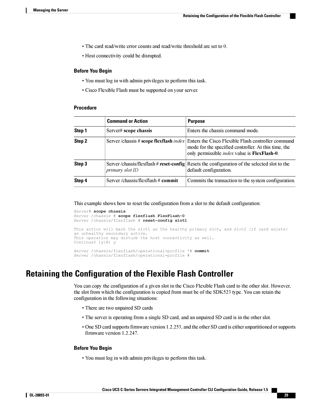 Cisco Systems 57712, UCSCPCIEBTG manual Default configuration, Server /chassis/flexflash # commit 