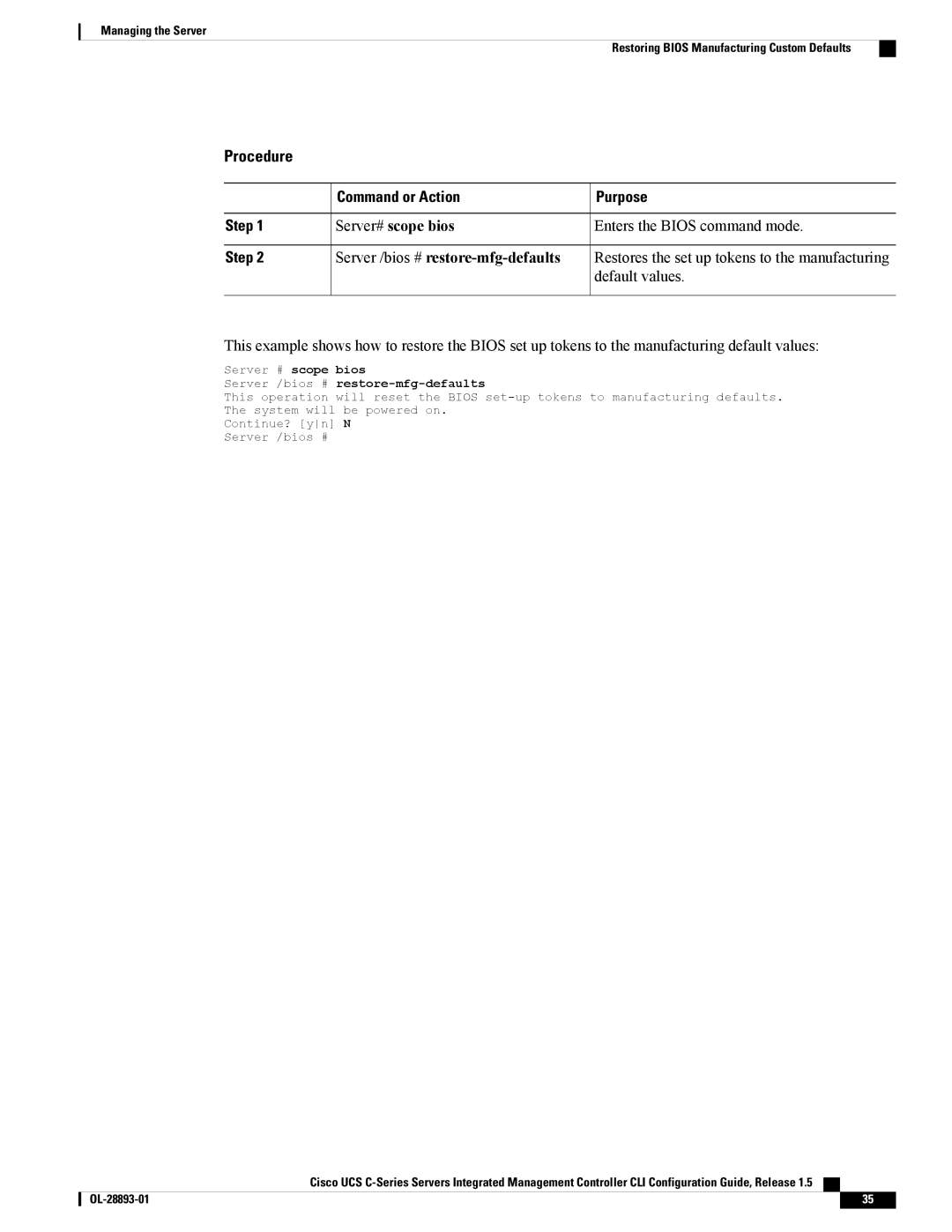 Cisco Systems 57712, UCSCPCIEBTG manual Server /bios # restore-mfg-defaults, Default values 