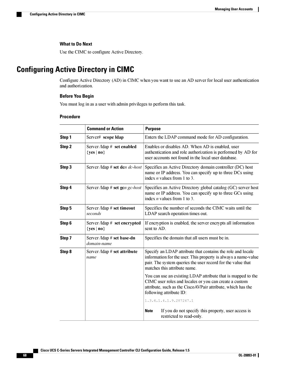 Cisco Systems UCSCPCIEBTG, 57712 manual Configuring Active Directory in Cimc, Server# scope ldap 