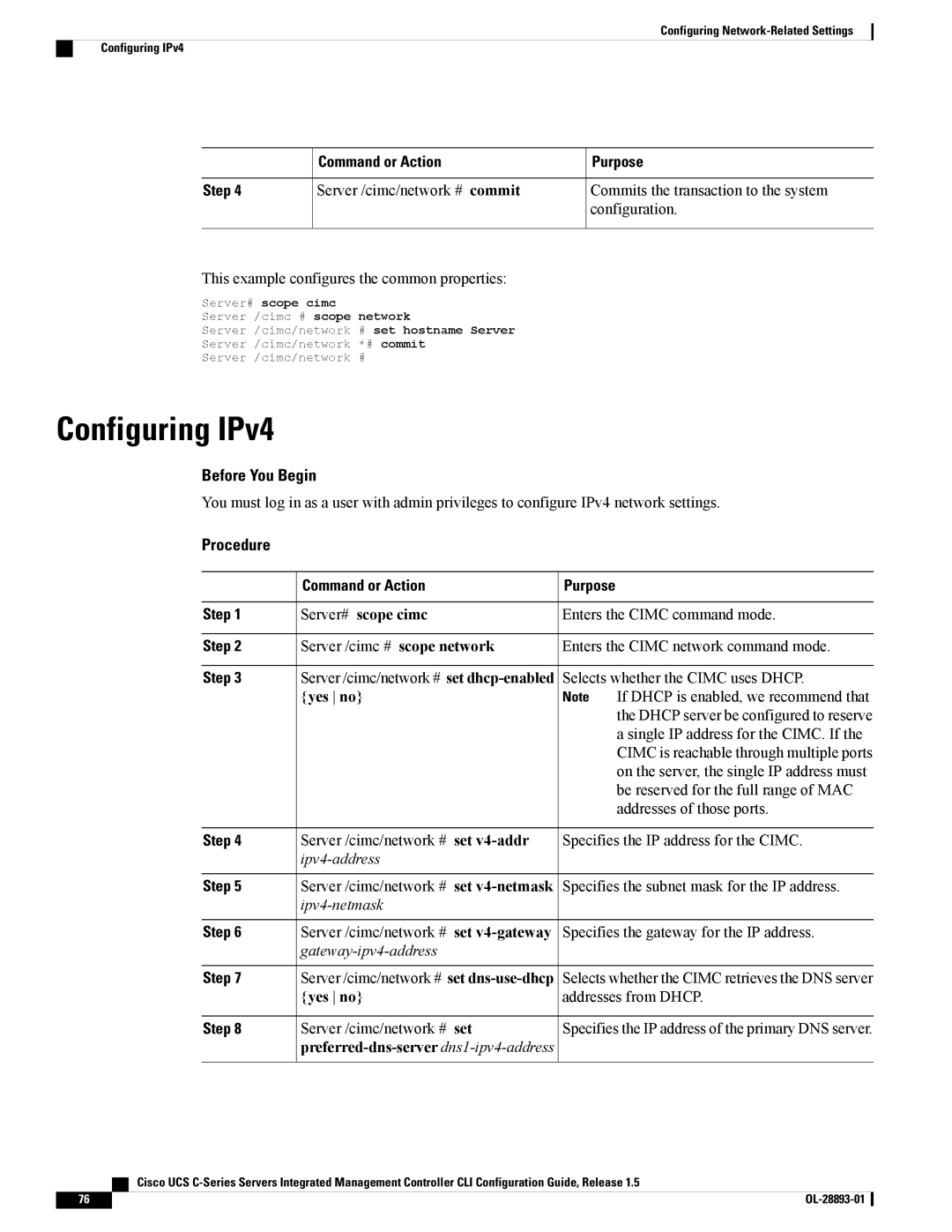 Cisco Systems UCSCPCIEBTG, 57712 manual Configuring IPv4 