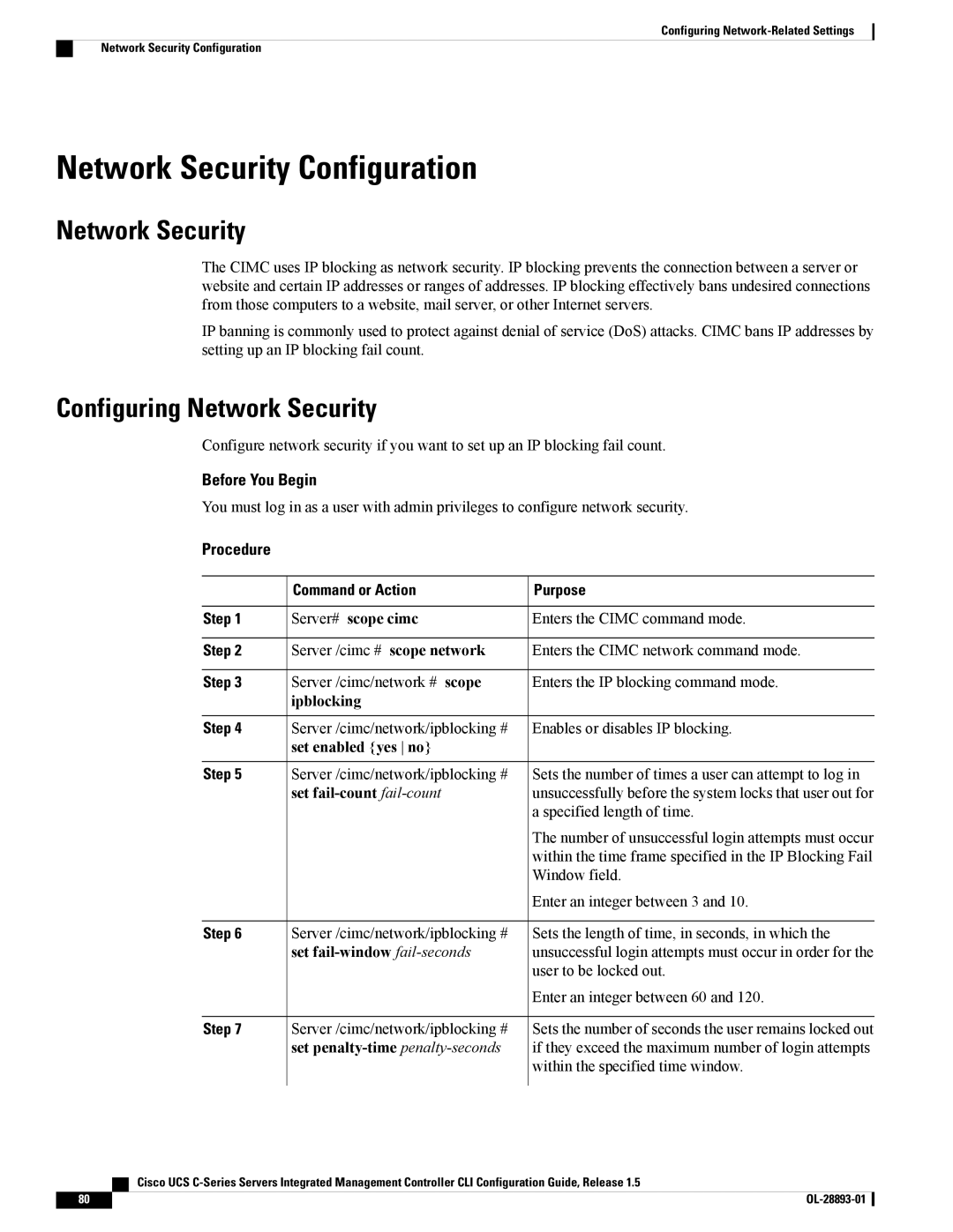 Cisco Systems UCSCPCIEBTG, 57712 manual Network Security Configuration, Configuring Network Security 