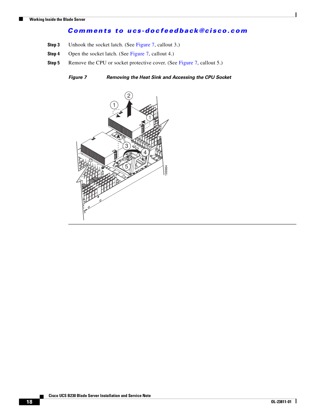 Cisco Systems UCSEZB230EX256 manual Removing the Heat Sink and Accessing the CPU Socket 