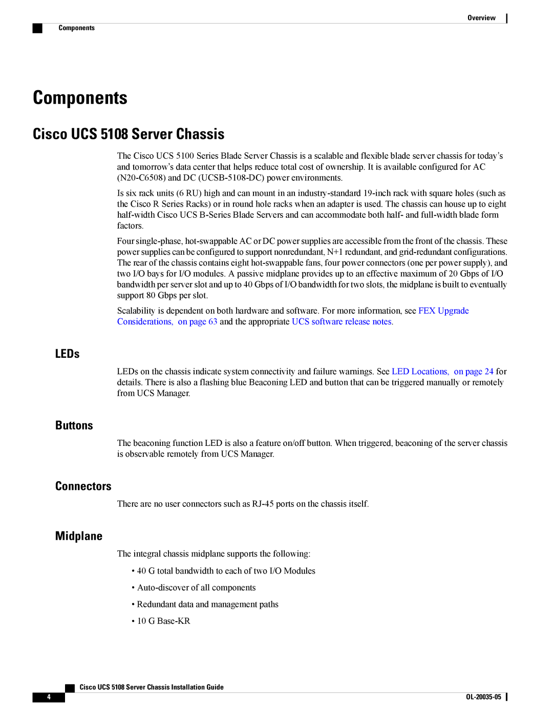 Cisco Systems UCSEZINFRACHSS manual Components, Cisco UCS 5108 Server Chassis 