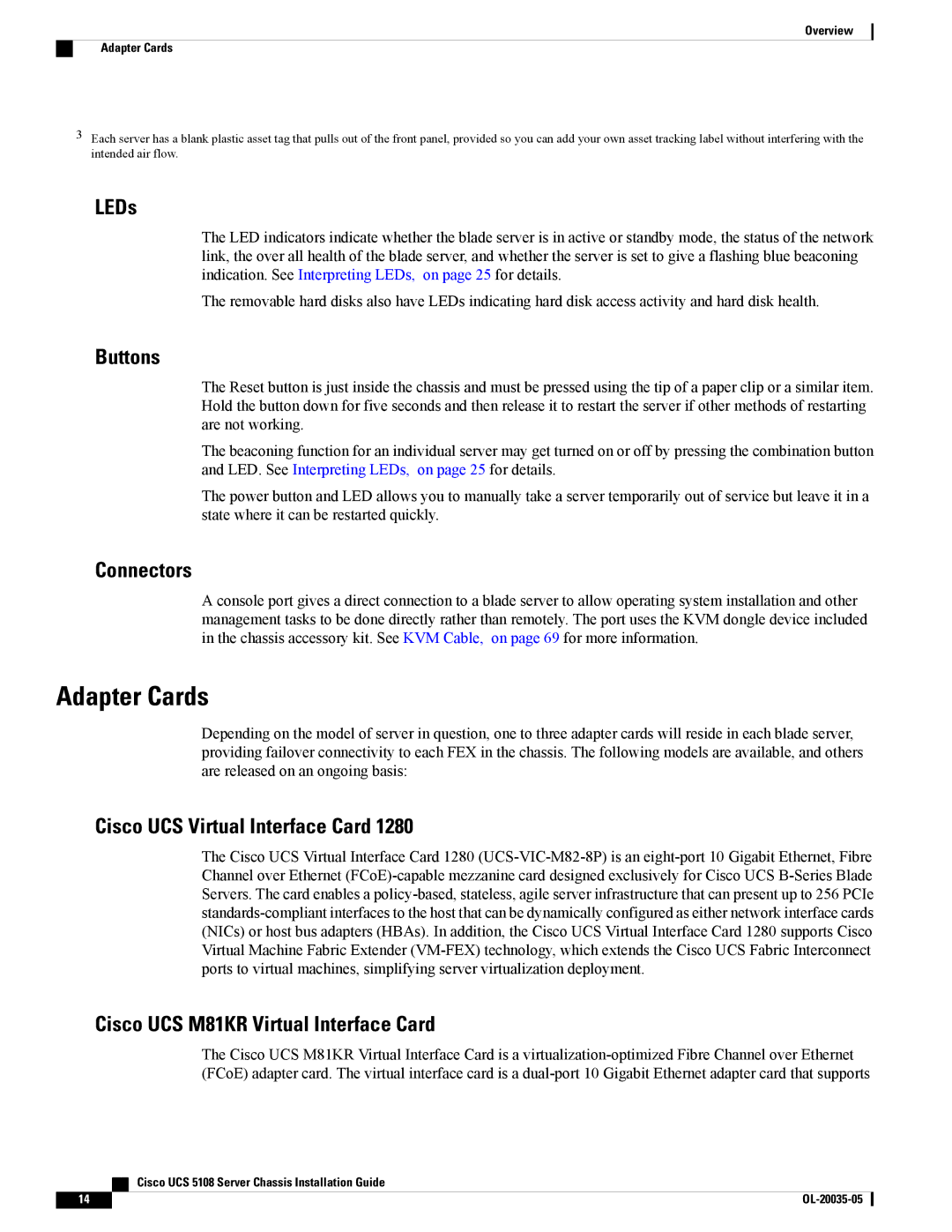 Cisco Systems UCSEZINFRACHSS manual Adapter Cards, Cisco UCS Virtual Interface Card, Cisco UCS M81KR Virtual Interface Card 