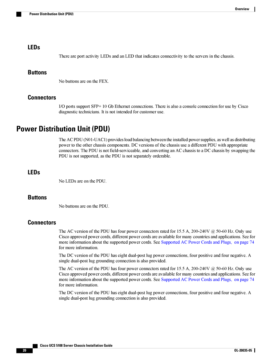 Cisco Systems UCSEZINFRACHSS manual Power Distribution Unit PDU 