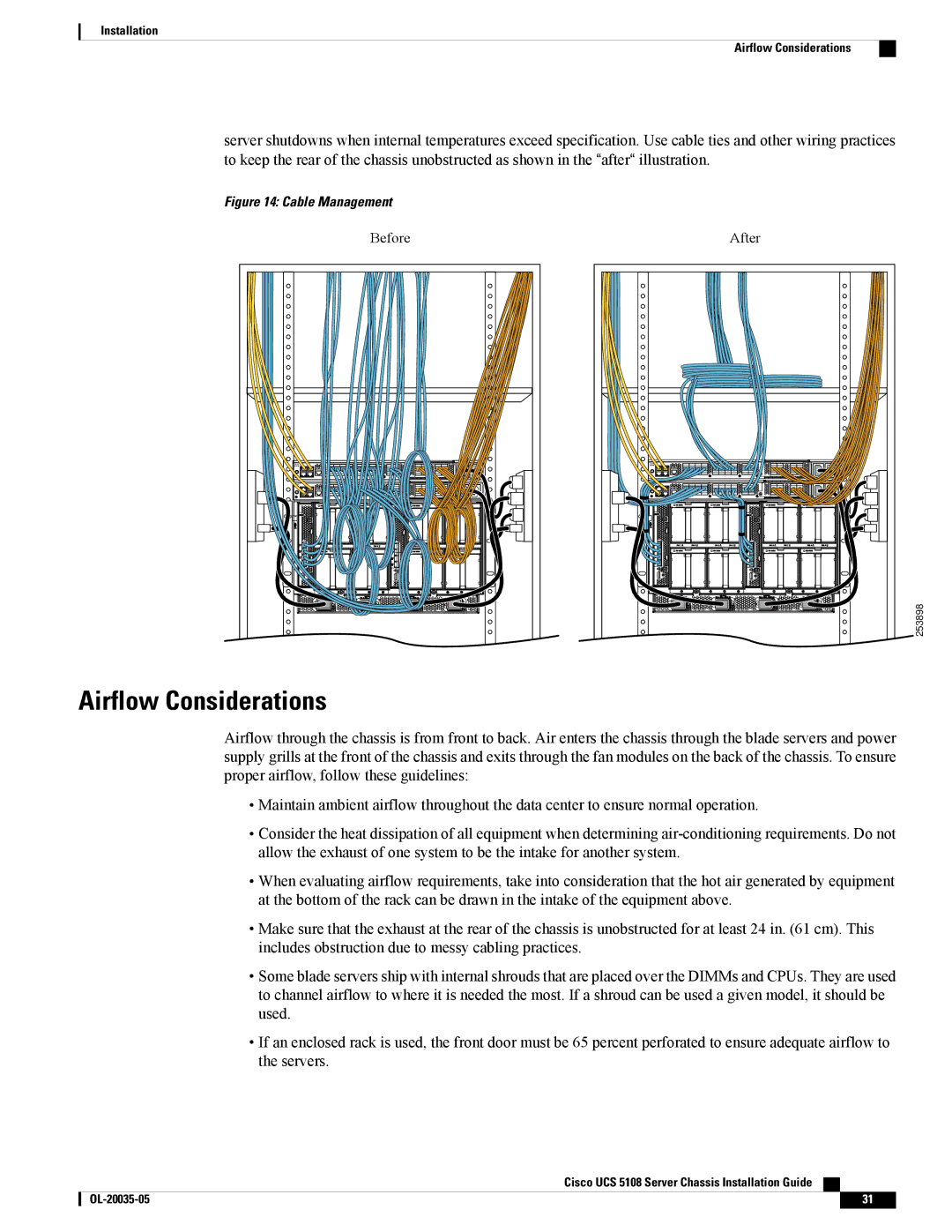 Cisco Systems UCSEZINFRACHSS manual Airflow Considerations, Cable Management 