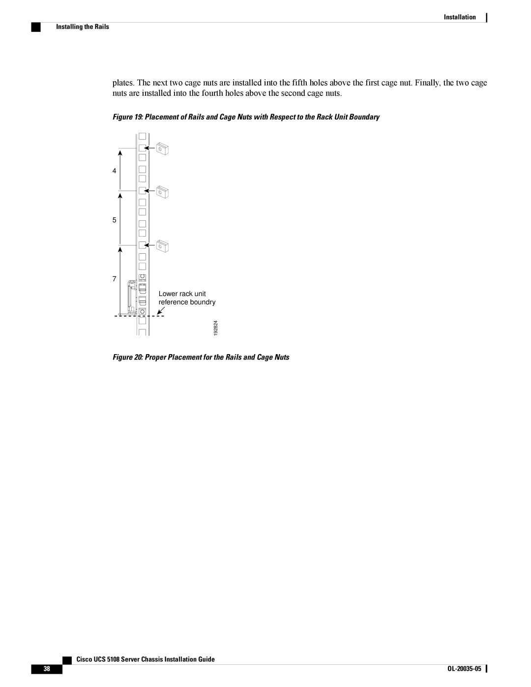 Cisco Systems UCSEZINFRACHSS manual Proper Placement for the Rails and Cage Nuts 