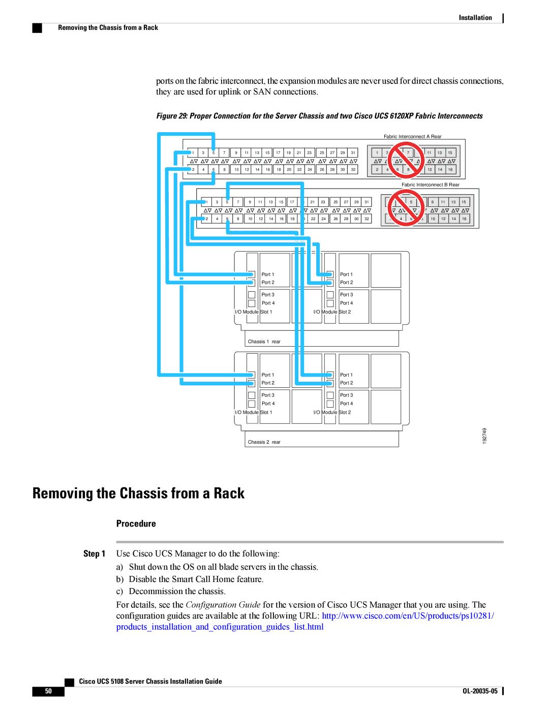 Cisco Systems UCSEZINFRACHSS manual Removing the Chassis from a Rack 