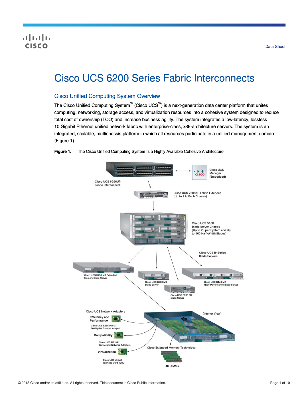 Cisco Systems UCSFI6248E1628P manual Cisco Unified Computing System Overview, Cisco UCS 6200 Series Fabric Interconnects 