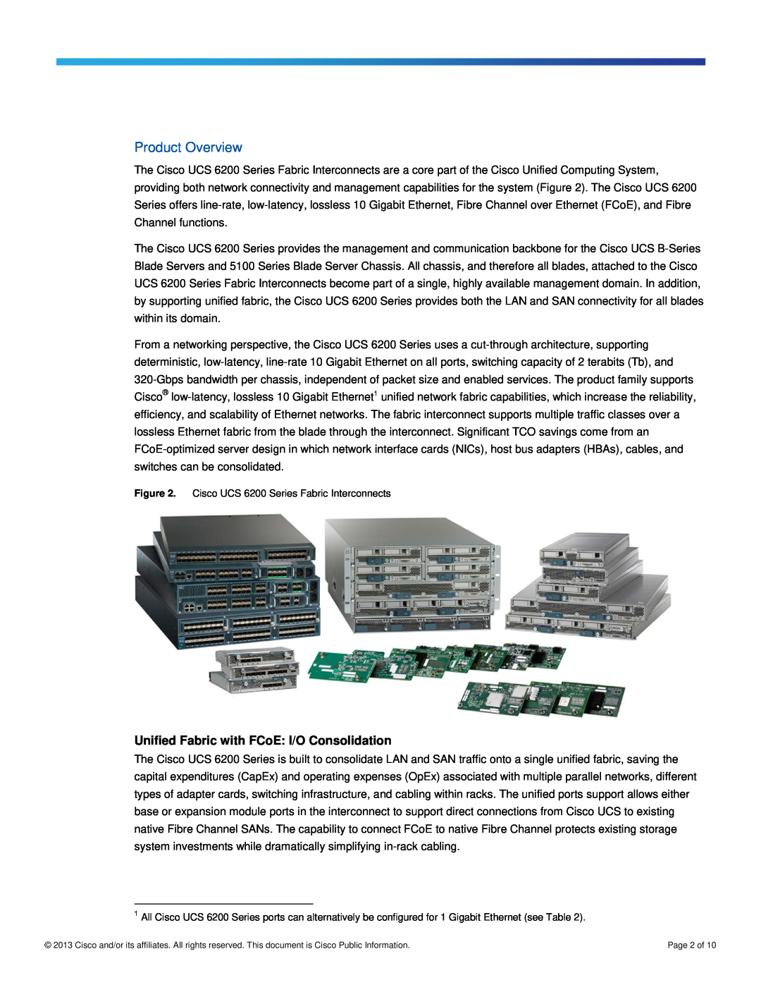 Cisco Systems UCSFI6248E1628P manual Product Overview, Unified Fabric with FCoE I/O Consolidation 