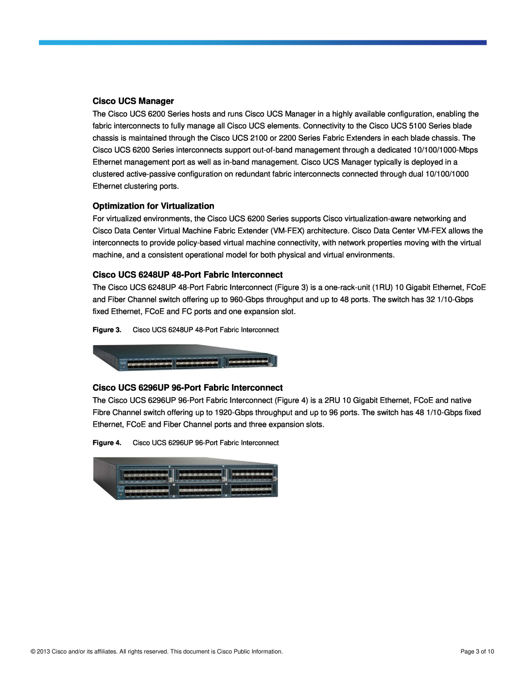 Cisco Systems UCSFI6248E1628P manual Cisco UCS Manager, Optimization for Virtualization 