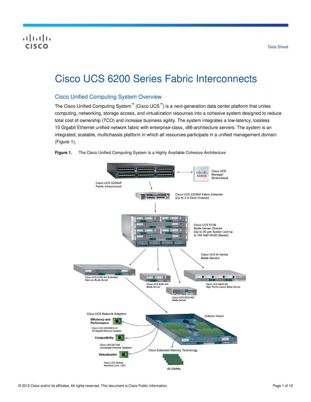 Cisco Systems UCSFI6248E1628P manual Cisco UCS 6200 Series Fabric Interconnects, Cisco Unified Computing System Overview 