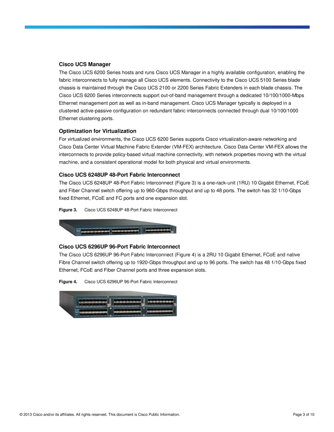 Cisco Systems UCSFI6248E1628P manual Cisco UCS Manager, Optimization for Virtualization 