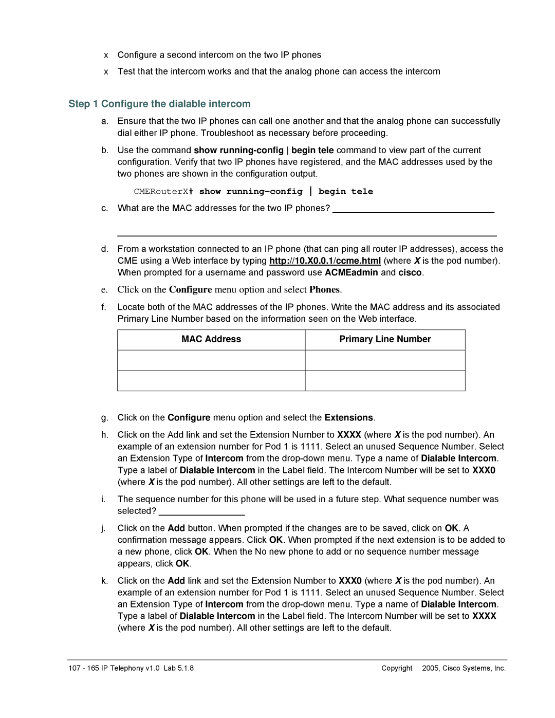 Cisco Systems v1.0 manual Configure the dialable intercom, Click on the Configure menu option and select Phones 